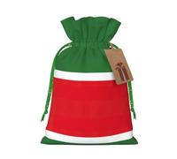 Petite pochette avec cordon de serrage imprimé drapeau de la République tchétchène pour cadeaux, sac cadeau réutilisable, pour les fêtes et les cadeaux de fête