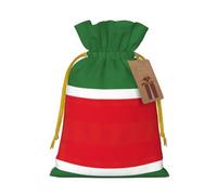 Petite pochette avec cordon de serrage imprimé drapeau de la République tchétchène pour cadeaux, sac cadeau réutilisable, pour les fêtes et les cadeaux de fête