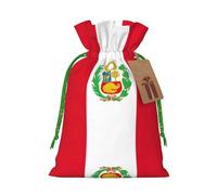 Petite pochette avec cordon de serrage imprimé drapeau du Pérou pour cadeaux, sac cadeau réutilisable, pour les fêtes et les cadeaux de fête