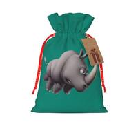 Petite pochette avec cordon de serrage imprimé rhinocéros en colère pour cadeaux, sac cadeau réutilisable, pour les fêtes et les cadeaux de fête