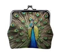 Petite pochette avec fermeture à glissière et plume de paon pour femme, porte-monnaie pour pièces de monnaie, portefeuille pour cartes de crédit