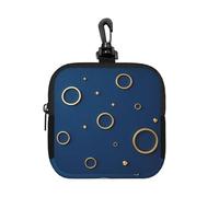 Petite pochette de rangement étanche en néoprène avec fermeture éclair et motif cercles dorés pour écouteurs, porte-clés