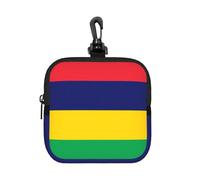 Petite pochette de rangement étanche en néoprène avec fermeture éclair - Motif drapeau de l'île Maurice