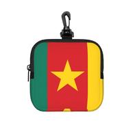 Petite pochette de rangement étanche en néoprène avec fermeture éclair Motif drapeau du Cameroun pour écouteurs et porte-clés