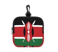 Petite pochette de rangement étanche en néoprène avec fermeture éclair Motif drapeau du Kenya pour écouteurs et porte-clés