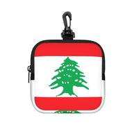 Petite pochette de rangement étanche en néoprène avec fermeture éclair Motif drapeau du Liban pour écouteurs, porte-clés