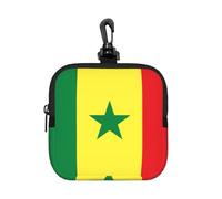 Petite pochette de rangement étanche en néoprène avec fermeture éclair Motif drapeau du Sénégal
