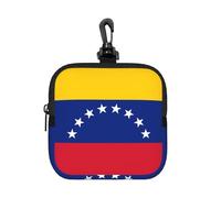 Petite pochette de rangement étanche en néoprène avec fermeture éclair Motif drapeau du Venezuela pour écouteurs, porte-clés