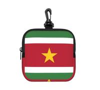 Petite pochette de rangement étanche en néoprène avec fermeture éclair pour écouteurs, porte-clés Motif drapeau du Suriname