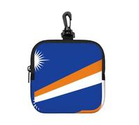 Petite pochette étanche à fermeture éclair en néoprène pour écouteurs, porte-clés avec motif drapeau des îles Marshall