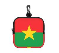 Petite pochette étanche à fermeture éclair en néoprène pour écouteurs, porte-clés. Motif drapeau du Burkina Faso