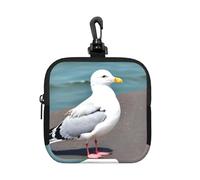 Petite pochette étanche en néoprène avec fermeture éclair et motif mouette mignonne pour écouteurs, porte-clés