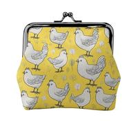 Petite pochette jaune imprimé poule avec verrou pour pièces de monnaie pour femme, porte-monnaie pour cartes de crédit