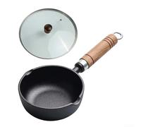 Petite poêle à frire en fonte pour œufs et lait, conçue pour un nettoyage facile et une performance durable (13 x 5 cm + couvercle en verre)