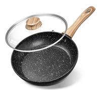 Petite poêle avec couvercle 20 cm, poêles antiadhésives 20 cm avec poignée en bakélite, poêle antiadhésive dérivée de la pierre avec couvercle 20 cm, poêle en granit noir avec couvercle 20 cm