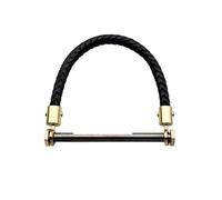 Petite poignée de bagage, vis hexagonale, accessoires de quincaillerie, boucle dorée et noire en fer, tige de tuyau, poignées de sangle tressées en cuir, 1 pièce(Black 110mm)