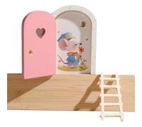 Petite porte de fée en bois - 10 x 15 cm - Mini porte murale en bois - Accessoire décoratif pour la maison - Pour Noël, Thanksgiving, anniversaire, chambre, appartement, bureau, dortoir, semaine