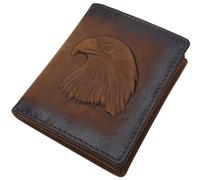 Petite porte-monnaie en cuir pleine fleur de buffle véritable/portefeuille/porte-monnaie/sachet à monnaies en format portrait avec embossage 3D et protection RFID & NFC, Taille unique, Américain