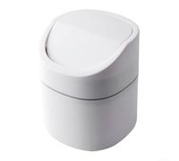 Petite poubelle de bureau fonctionnelle avec couvercle en ABS pour le rangement de la maison ou du bureau, pour confinement des déchets et garder une zone propre (blanc)