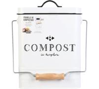 Petite poubelle de cuisine - Composte - 5L - Métal - Couvercle et poignée