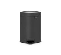 Petite poubelle de salle de bain à couvercle Brabantia NewIcon 5 L | Poubelle à pédale anti-odeurs avec bac intérieur amovible pour salle de bain, toilettes ou petits espaces | Mineral Infinite Grey