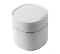 Petite poubelle de table avec couvercle basculant : Corbeille à déchets moderne en plastique pour chambre à coucher et cuisine 13,5 x 14 cm (blanc)