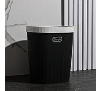 Petite poubelle en plastique - Poubelle de bureau blanche avec poignée intégrée - Corbeille fine pour salle de bain, chambre à coucher, bureau à domicile, salon, cuisine (12 L, noir)