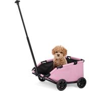 Petite poussette pour animaux domestiques, design léger, pivotant à 360°, rose