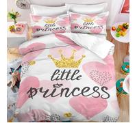 Petite princesse coeurs roses Parure de lit 3 pieces 1 housse de couette 140*200cm et 2 taies d'oreillers 63*63cm