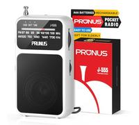Petite Radio Portable a Piles, PRUNUS J-555 Mini Radio FM Portable avec Rechargeable Batterie 800mAh, Excelente Recepción, TransistorRadio FM de Poche Idéal pour la Marche et Le Voyage (Blanc-1)
