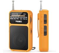 Petite Radio Portable a Piles, PRUNUS J-555 Mini Radio FM Portable avec Rechargeable Batterie 800mAh, Excelente Recepción, TransistorRadio FM de Poche Idéal pour la Marche et Le Voyage (Orange)