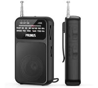 Petite Radio Portable a Piles, PRUNUS J-555 Mini Radio FM Portable avec Rechargeable Batterie 800mAh, Excelente Recepción, TransistorRadio FM de Poche Idéal pour la Marche et Le Voyage (Noir)