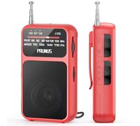 Petite Radio Portable a Piles, PRUNUS J-555 Mini Radio FM Portable avec Rechargeable Batterie 800mAh, Excelente Recepción, TransistorRadio FM de Poche Idéal pour la Marche et Le Voyage (Rouge)