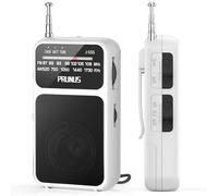Petite Radio Portable a Piles, PRUNUS J-555 Mini Radio FM Portable avec Rechargeable Batterie 800mAh, Excelente Recepción, TransistorRadio FM de Poche Idéal pour la Marche et Le Voyage (Blanc)