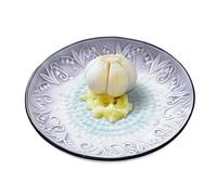 Petite râpe à ail en céramique - Blanc/gris, hachoir à presse gaufrée, râpe à fromage espagnol de cuisine pour aliments, 10,2 cm de diamètre, dents surélevées, base antidérapante, légumes, gingembre