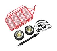 Petite remorque RC en métal avec Construction en Caoutchouc de Fer, Installation Facile et Durable pour Voitures télécommandées SCX10 Traxxas TRX4 D90 GEN8 (Rouge)