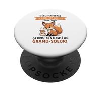 Petite Renard Fille Enfant - Annonce Future Grande Soeur PopSockets PopGrip Adhésif