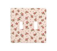 Petite rose moderne rose double gang interrupteur plaque murale décoration taille standard - 11,4 x 11,4 cm