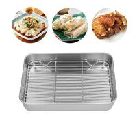 Petite rôtissoire avec grille, grille de cuisson antiadhésive pour la cuisson au four, grille-pain de remplacement pour la cuissons, plaque à rôtir pour la cuissons de dinde, de (23.5 * 17.5 * 5CM)