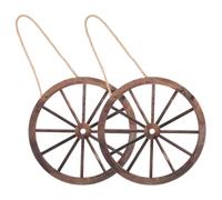 Petite Roue en Bois Décorative 2 Pièces, Style Western Vintage | Bois Brun Café, Motif Rond à Suspendre, pour Mur de Jardin, Bar, Clôture