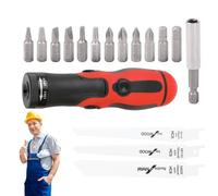 Petite scie à main - Poignée de scie à piston - Poignée de scie à piston - Poignée manuelle avec embouts et scies - Coupe-multifonction - Kit compact ergonomique pour bois et tube en PVC