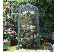 Petite Serre de Jardin Exterieur Porte à Enroulement avec Étagères Serre d Hivernage pour Plantes Exterieur Raccord en Plastique Convient aux Légumes, Plantes et Fleurs(B,69*49*156cm)