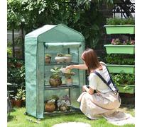 Petite Serre de Jardin Exterieur Porte à Enroulement avec Étagères Serre d Hivernage pour Plantes Exterieur Raccord en Plastique Convient aux Légumes, Plantes et Fleurs(C,69*49*125cm)