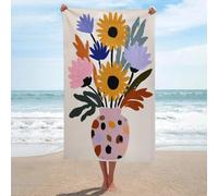 Petite serviette de plage jaune tournesols en forme organique en microfibre anti-sable, grandes serviettes de douche multi-usages absorbantes pour salle de bain piscine 130 x 80 cm