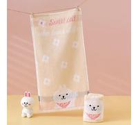 Petite Serviette Jacquard En Coton Épais Absorbant L'eau Pour Enfant,Lavage Du Visage,Maternelle,Bébé,Dessin Animé Mignon.Yellow