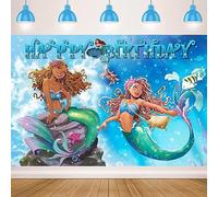 Petite Sirene Toile de Fond Anniversaire, Fond pour Photo Petite Sirene 2023 Banderole 100 x 150 cm pour Les Enfants Aldult Extérieure Intérieure Décoration du Parti