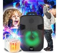 Petite SONO Amplifié Mobile KARAOKE ENFANT 100W, USB Bluetooth, MICROPHONE - à LED RVB, Jeu de lumière à LED inclus