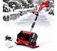 Petite souffleuse à Neige sans Fil, Pelle électrique 1200 W | Moteur sans balais, largeur de 30 cm, poignée réglable, manche télescopique, déneigement des porches(Red,2 Batteries)