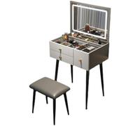 Petite station de maquillage avec lumières et tabouret professionnel, console de maquillage peu encombrante pour femmes et filles, idéale pour bureau/coiffeuse/table de chevet