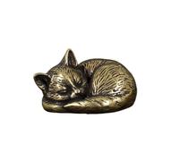 Petite statue de chat en laiton - Figurines d'animaux - Figurines d'animaux - Figurine créative pour la maison - Table mignonne - Animal de compagnie à thé rétro (B)